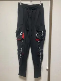 ジョガーパンツ カーゴパンツ ドローストリング サイズM ブラック ロングリブ