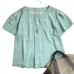 極美品 リフレクト 近年 接触冷感 洗えるプリントシフォンブラウス グリーン 9