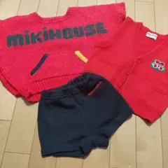ミキハウス 80 90 ニット ベスト ポンチョ ショートパンツ