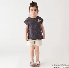 美品　プティマイン　飛び出すアニマルポケットT　チャコール　くま　100