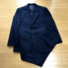 美品　リッケンバッカー　3ピース　ネイビー　　ストライプ 紺　スーツ