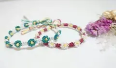 ハンドメイド ミサンガ お花 2本セット