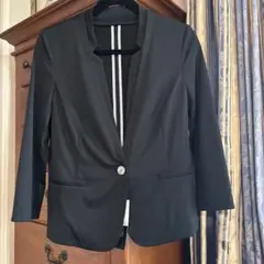 ノーカラージャケット　7部袖　 ブラック MICHEL KLEIN 未使用