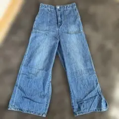JEANASIS デニムブルー ワイドレッグパンツ ゴムウエスト