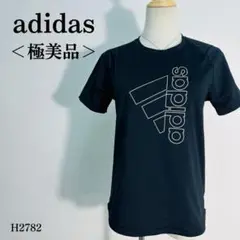 【極美品】アディダス Tシャツ ビッグロゴ 吸汗速乾 伸縮性 小さめM ブラック