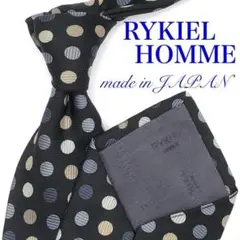 【美品】RYKIEL HOMME ネクタイ ドット柄 総柄 ブラック グレー