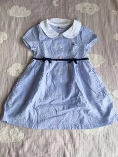 FIVE TO TWENTY ドレッサージュ　水色 チェック柄ワンピース 95