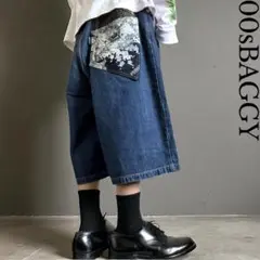 美品00s JUVENILE DELINQUENT W38 和柄バギーデニム
