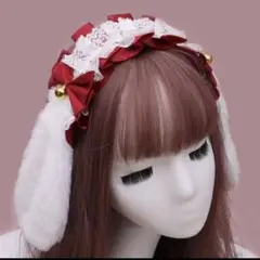 ♥️お値下げ♥️うさ耳 ヘッドドレス レッド ロリータ コスプレ 仮装 ゴスロリ