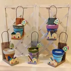 リメイク鉢５個と鉢ホルダー５個　　ガーデンピック付　ハンドメイド　多肉植物　作家