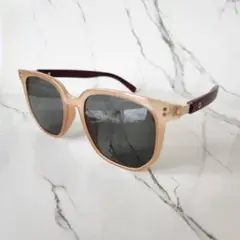 サングラス　ボストン　ウッド 調　クリア　グリーン　カラーサングラス　緑
