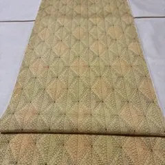着物ハギレ　染大島紬　正絹　麻の葉吉祥文　巾36.5×104cm③【2603】