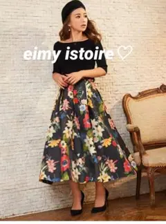 エイミーイストワール eimy レディース フレアスカート 花柄 黒 おしゃれ