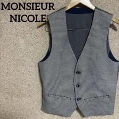 NICOLE ニコル リバーシブルベスト 46 千鳥格子 刺繍