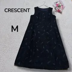 【CRESCENTクレッシェント】ウールジャガード総刺繍　ノースリーブワンピース
