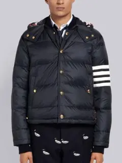 THOM BROWNE グレー カシミヤ100%キルティング ダウンブレザー L THOM BROWNE グレー カシミヤ100%キルティング ダウンブレザー L