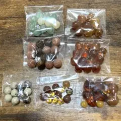 かぼちゃビーズ・筋入りビーズセット　茶色　レトロ