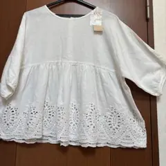 新品　studio CLIP スタジオクリップ　レース　麻　チュニック　L