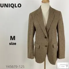美品 UNIQLO ユニクロ リラックステーラードジャケット チェック ウール混