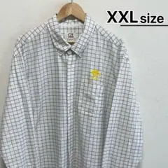 CUTTER&BUCK　長袖シャツ　XXL　チェック　ホワイト　白　イエロー刺繍