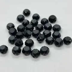 【682】多面カット ラウンドガラスビーズ ブラック 30個 300円