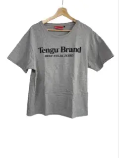 テング ビーフジャーキー Tシャツ Lサイズ グレー プリントデザイン