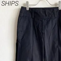 SHIPS スラックス ワイドパンツ ポケット付き シンプル 大きめ ゆったり