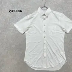 a2045＊ORIHICA 半袖シャツ　白　シンプル　無地　オフィス　綺麗め