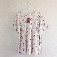 新品タグつき　ベティブープ総柄ゆったりビッグシルエットTシャツ 薄いベージュ　L
