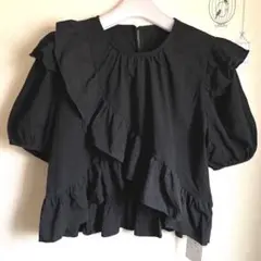 【未使用タグつき】グレイルGRL フリル ブラウスシャツ Mサイズ 黒
