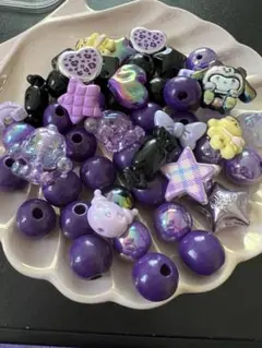 パープル系ビーズセット 約30個