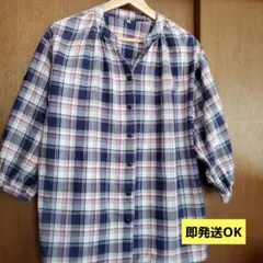 本日発送【K・family】チェック柄 Mサイズ 七分袖シャツ