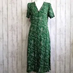 【ユニクロ】花柄ワンピース グリーン Mサイズ