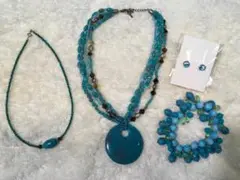 ターコイズブルー❗️ネックレス❗️ブレスレット❗️おまけピアス❣️在庫処分❣️