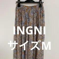 INGNI M ブラウンとブルーの花柄マキシスカートカジュアル(0568)
