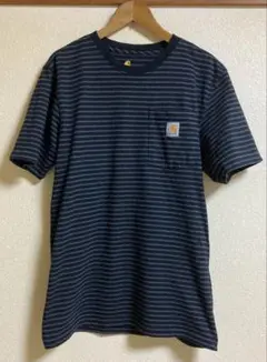 carhartt ボーダー ポケット Tシャツ Sサイズ 黒×グレー カーハート