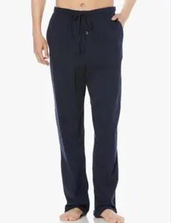 ボトムス　メンズ　部屋着　XL　ネイビー　ゆったり　コットン　薄手　伸縮