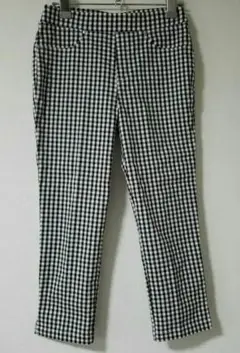 ■未使用・デパートで購入■白×黒チェック7分丈ストレッチパンツ