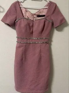 Glossyローブドフルールグロッシービジューワッフルタイトミニドレス