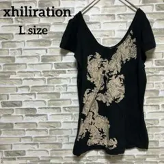 匿名配送✨️xhiliration 花柄プリント Tシャツ 【L】黒