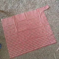 赤チェック　綿生地80cm☓69