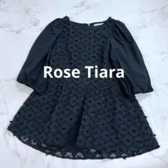 Rose Tiara ブラウス　ペプラム　花柄　シースルー　黒　五分丈