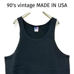 希少 90's USA製 vintage RUSSELL タンクトップ 黒 M
