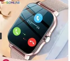 【新品未使用】スマートウォッチ ピンクメタルバンド　大画面IP68防水防塵未使用
