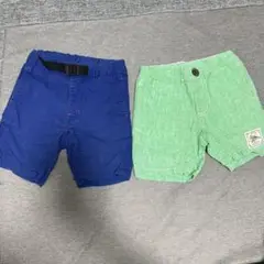 ネイビーブルーとグリーンのショートパンツセット