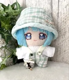 あんスタ　いつぬいサイズ　10cmぬい服 グリーンチェック　猫チャーム