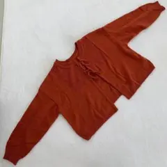 Samansa Mos2 カーディガン リボンタイ ニット 長袖 テラコッタ