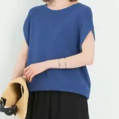 23区　ドライコットンブレンド ニット✦ブルー