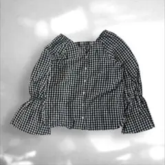 JEANSFACTORY ギンガムチェック シャツ Fフレアスリーブ T-275