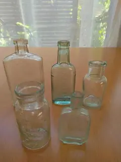レトロ瓶☆アクアブルー瓶・染料・白髪染め・オイル瓶6個セットI